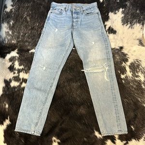 Levi distressed cropped loose skinny jeans